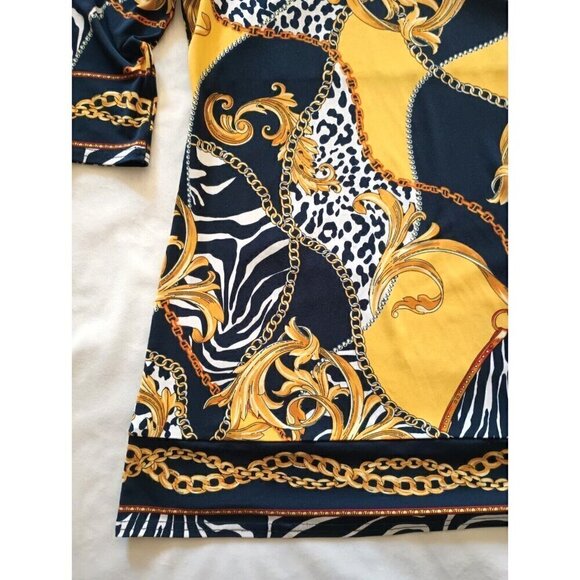 Joseph Ribkoff V Neck Tunic Top Size 8 Chain Animal Print Jersey Half Sleeve - Picture 8 of 10